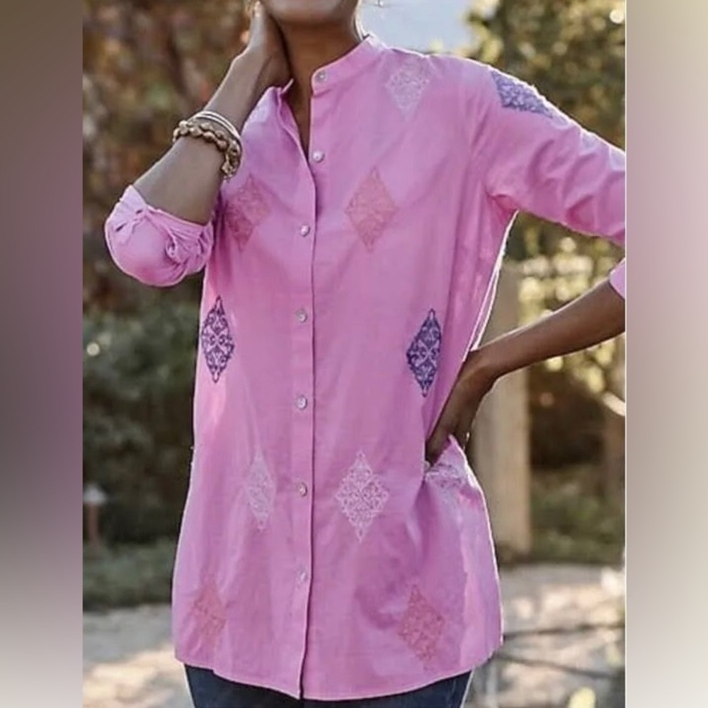 NWT J.Jill Camellia Embroidered Tunic